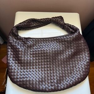 Melie Bianco Brigitte faux-leather woven shoulder bag hobo satchel